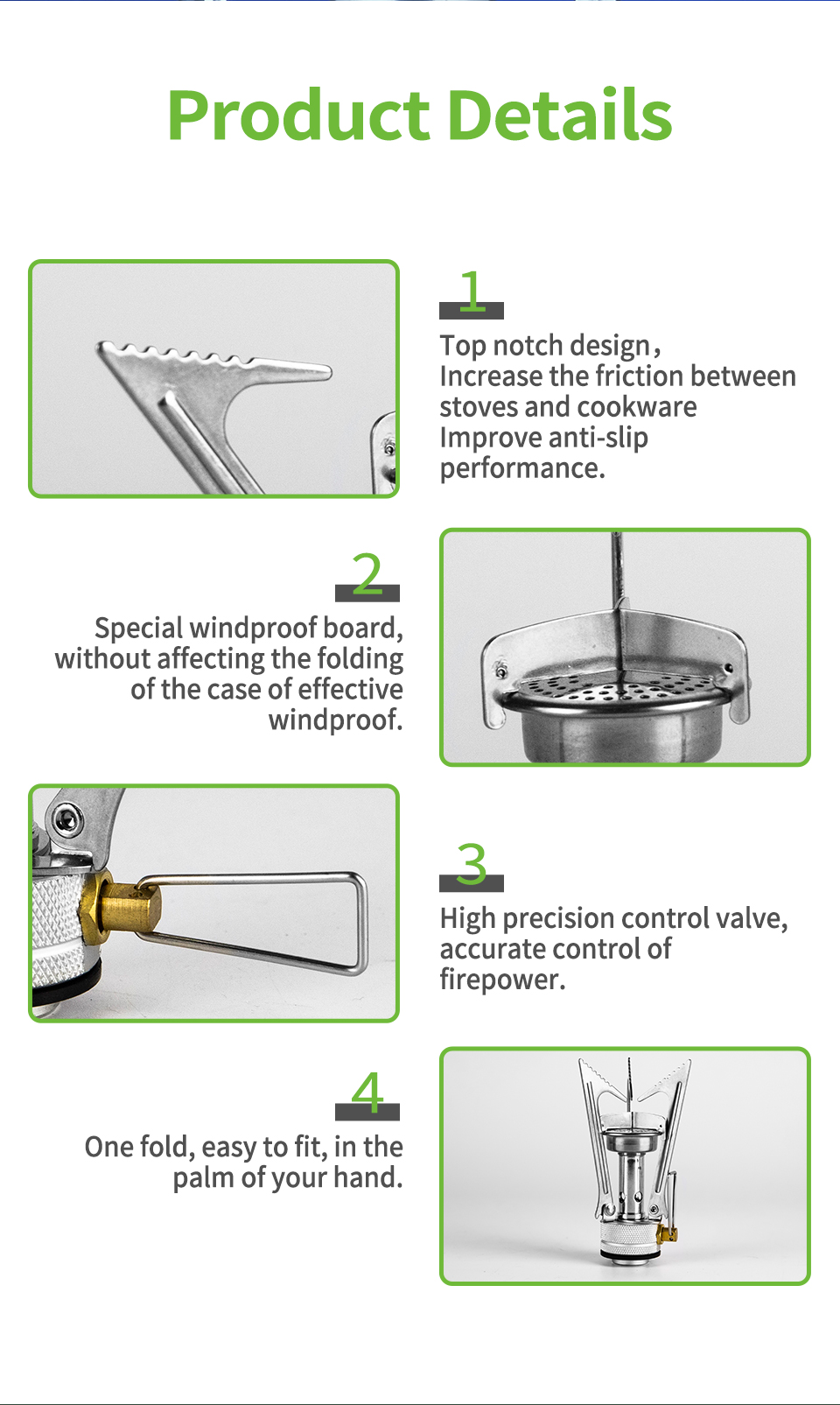 Strong-Power Mini Camping Stove detail