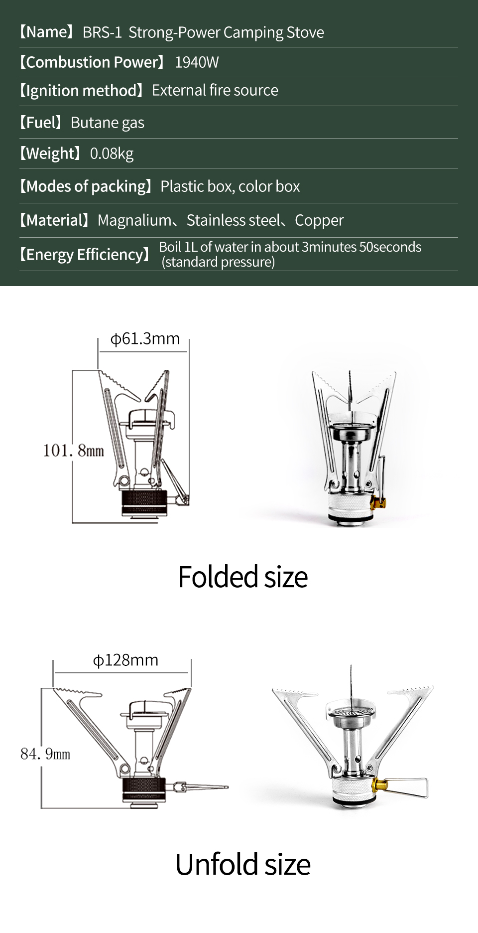 Strong-Power Mini Camping Stove detail