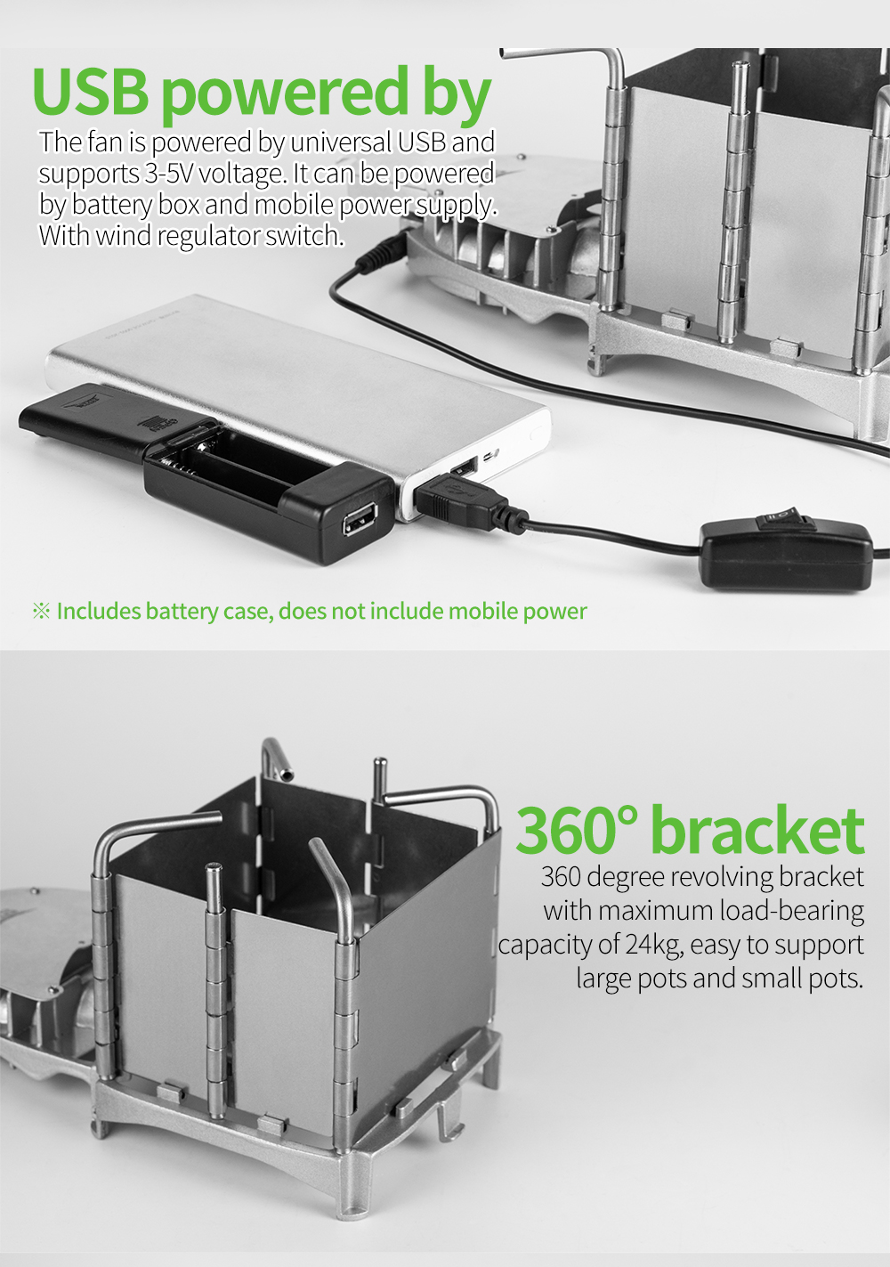 تفاصيل موقد الحطب الحيوي بمروحة تعمل عبر USB