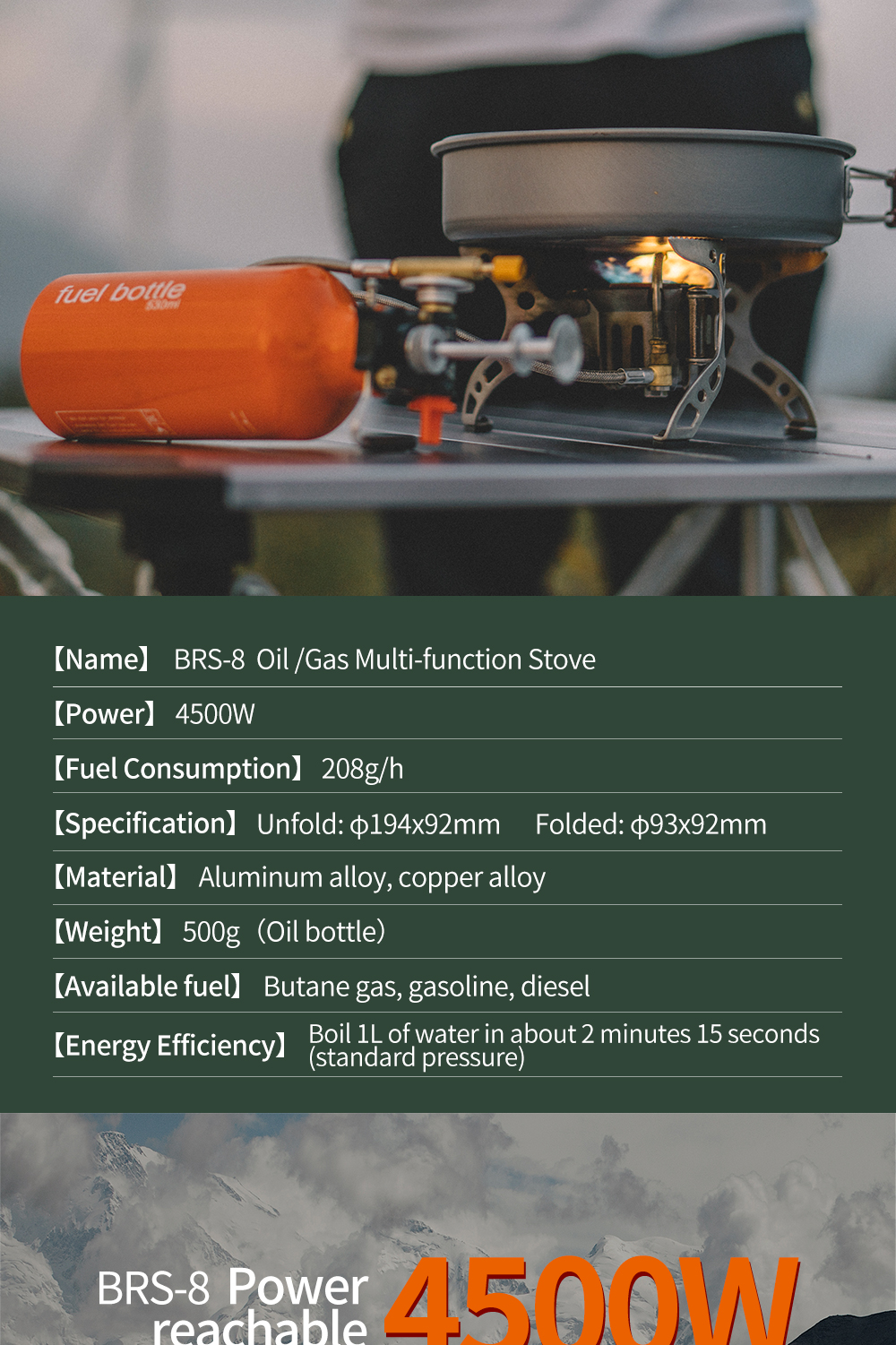 Oil/Gas Multi-Fuel Stove (BRS-8) detail