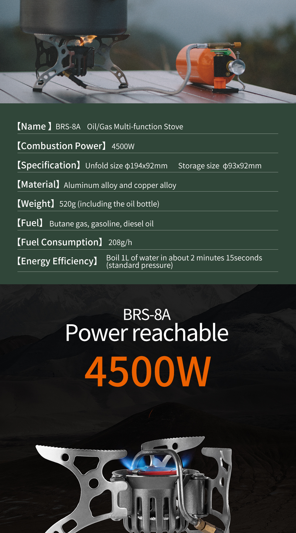 Oil/Gas Multi-Fuel Stove (BRS-8A) detail
