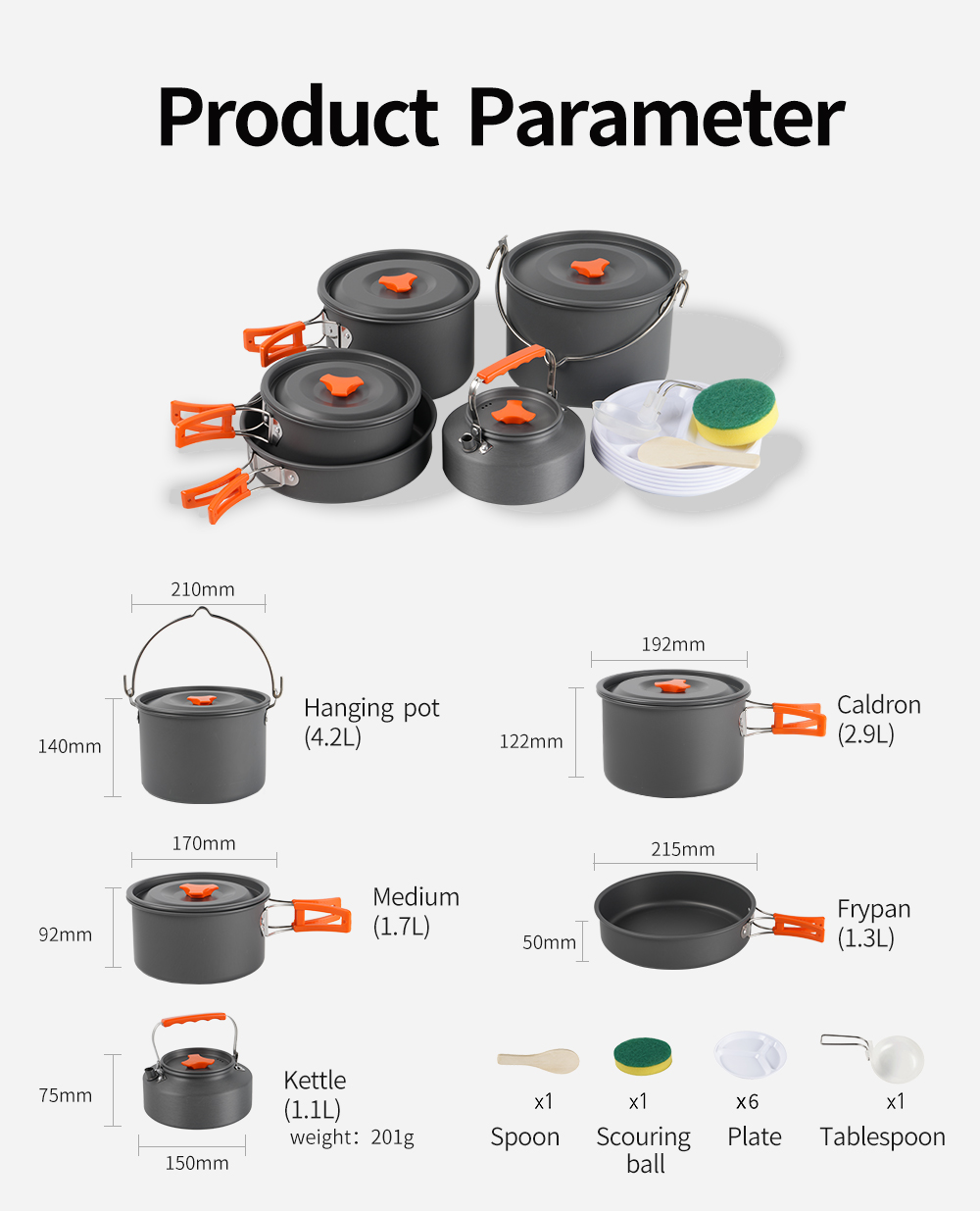 Hard-Anodized Aluminium Camping Cookware Sets detail