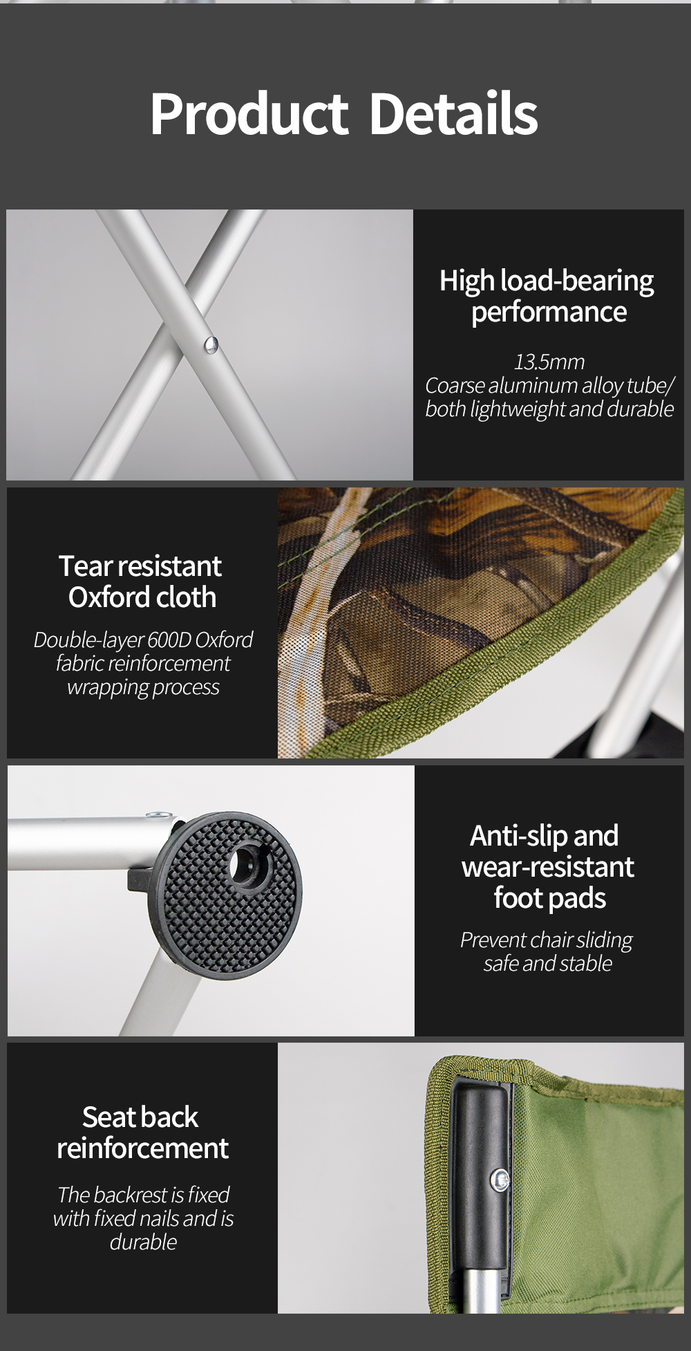 Camouflage Folding Camp Chair detail