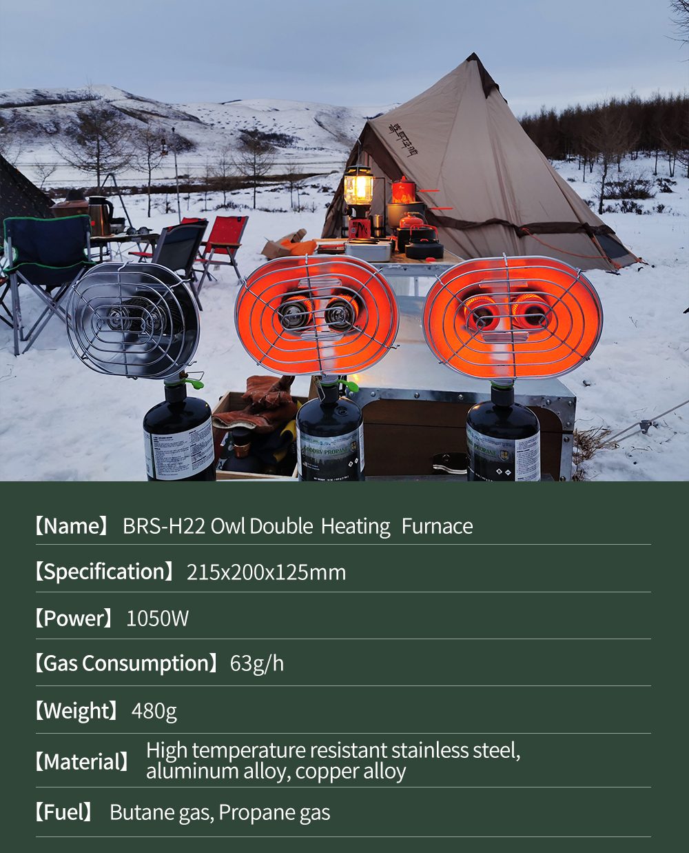 Owl Double-Head Canister Heater detail