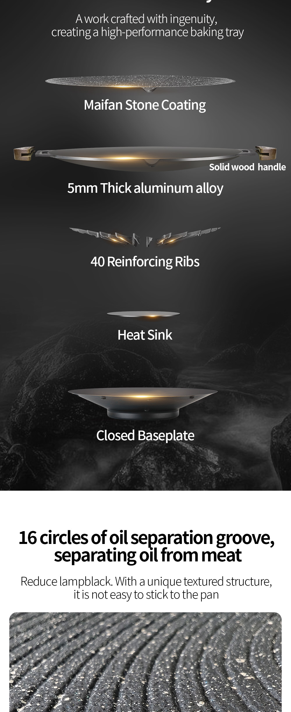 Heat-Collecting Grill Pan detail