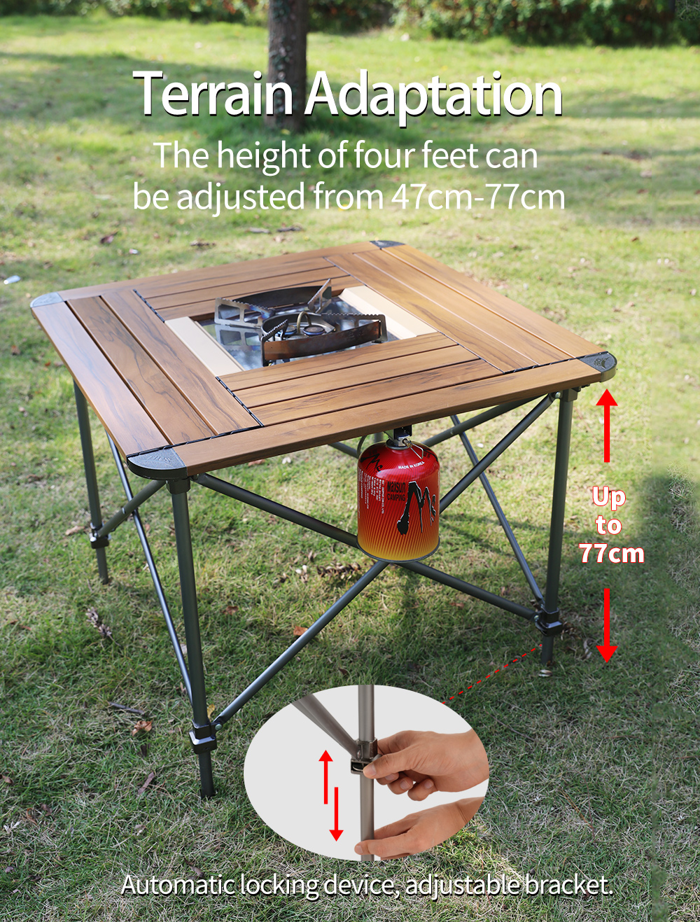 Aluminium Stove Table with IGT Burner detail