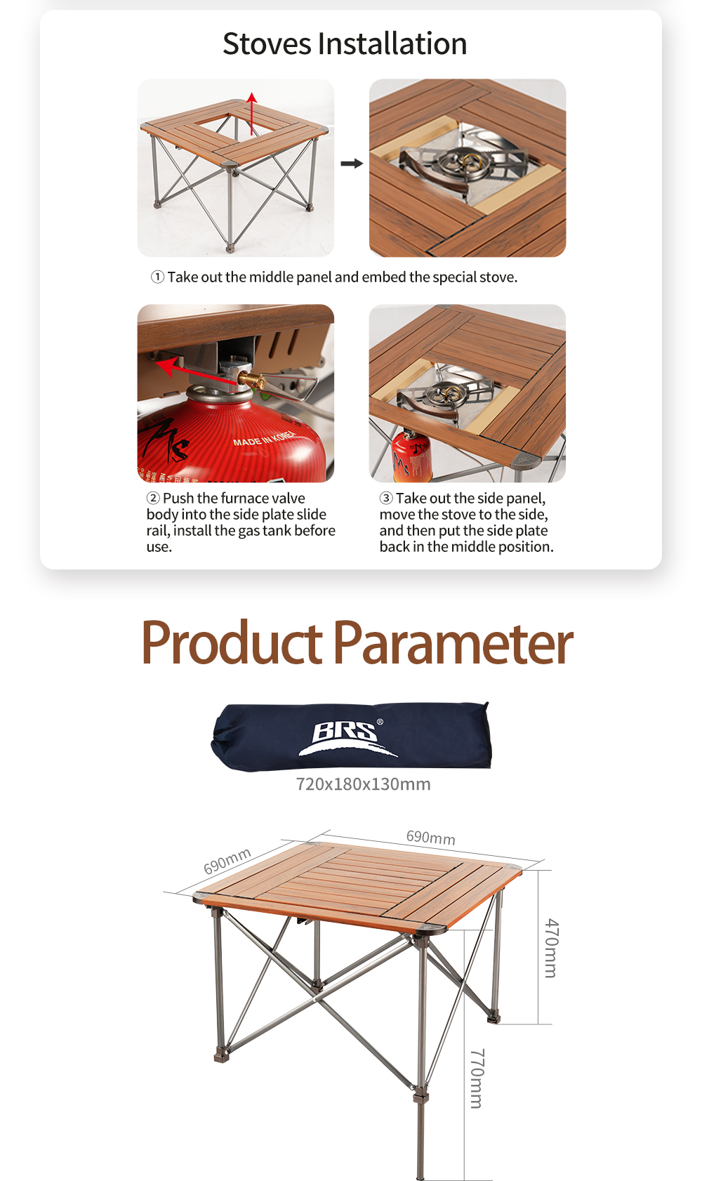 Aluminium Stove Table with IGT Burner detail