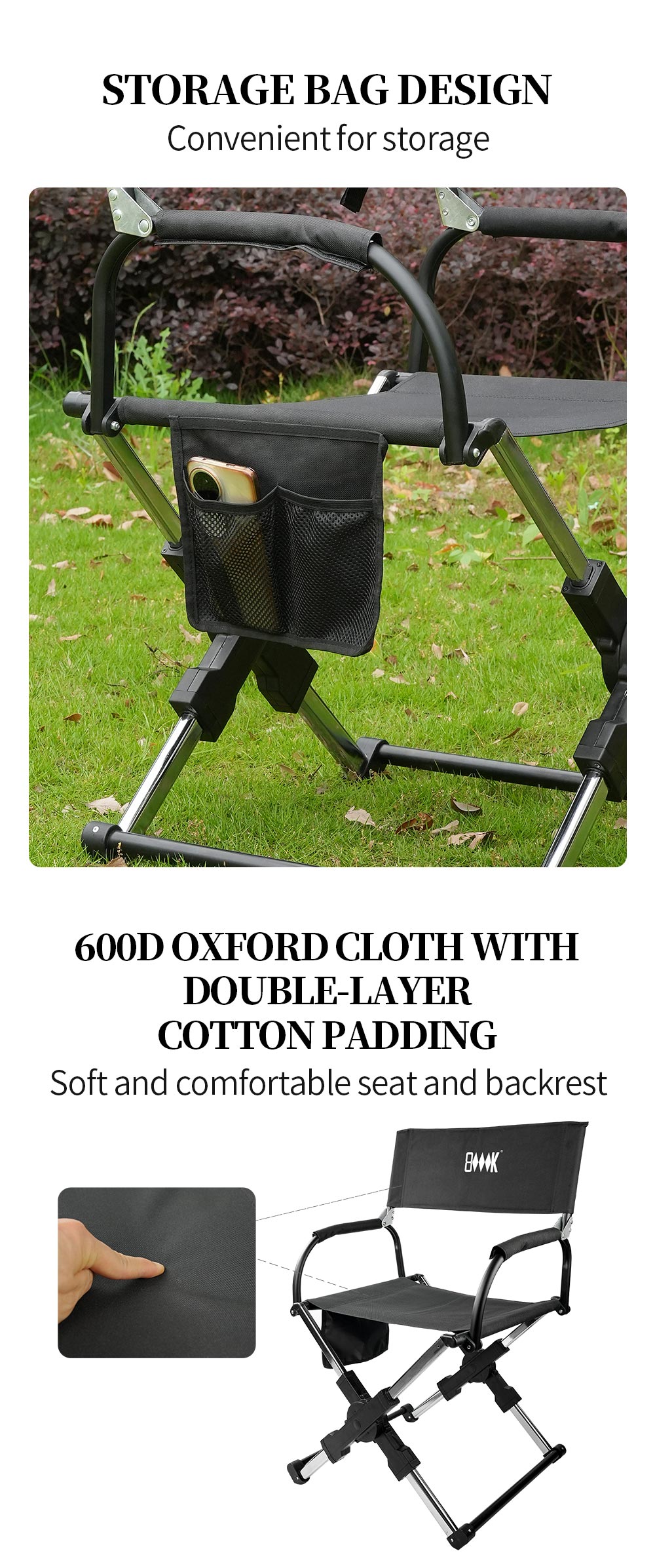 Foldable Director’s Camp Chair detail