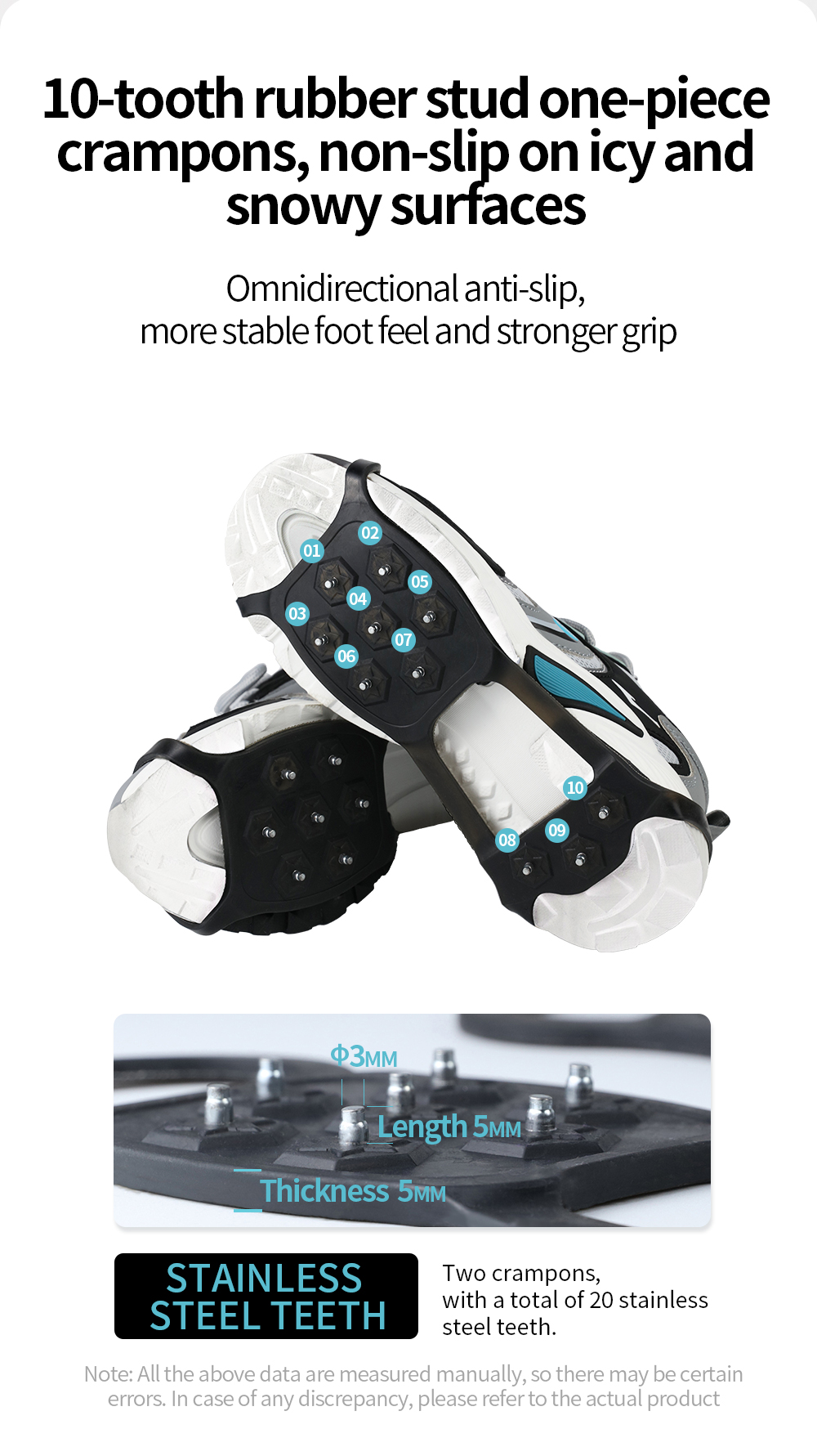 10-Stud Rubber Ice Cleats detail